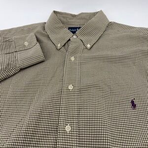 Ralph Lauren Classic Fit Button Down Shirt Mens Gingham Checkered Long Sleeve LT